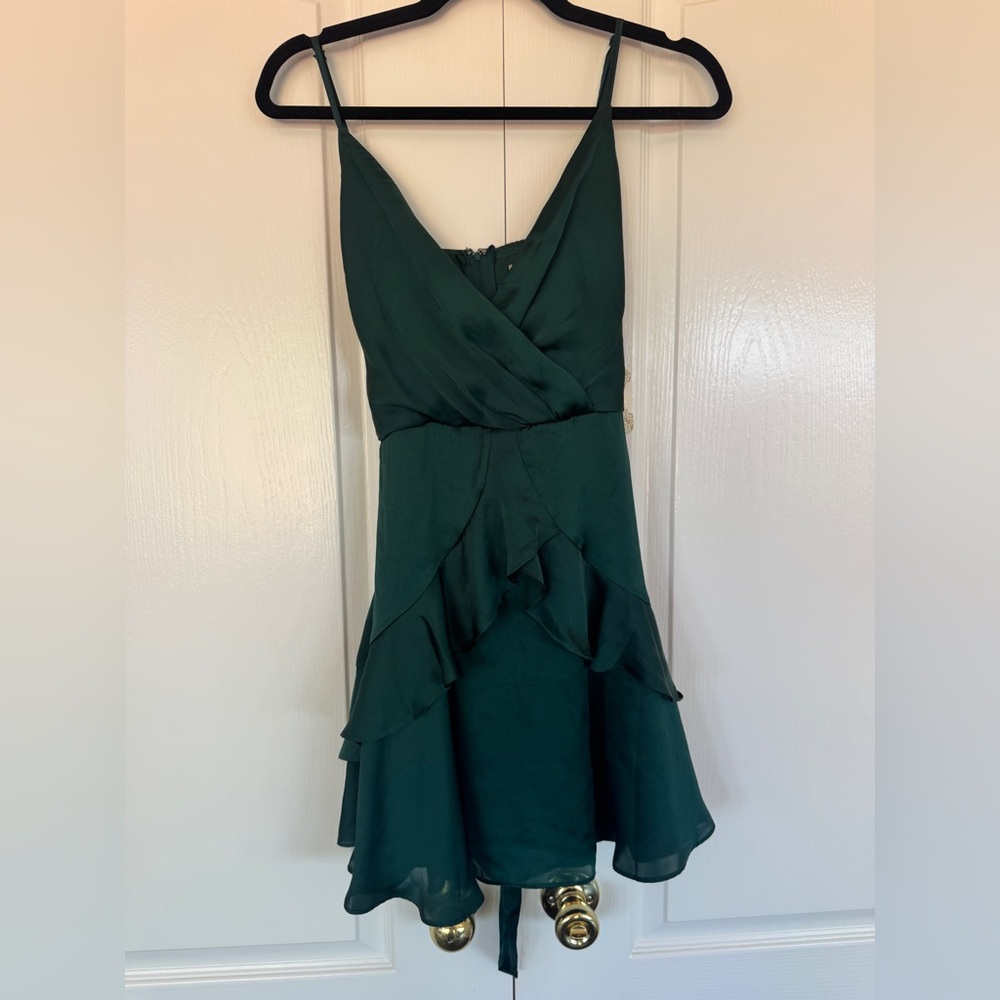 altar'd state dress dark emerald green flattering fit adjustable straps - size L